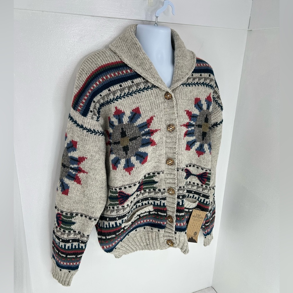 Lost Horizons‎ NWT Handcrafted Cardigan Sweater Size XXL Made In Nepal Southwest - Picture 3 of 15